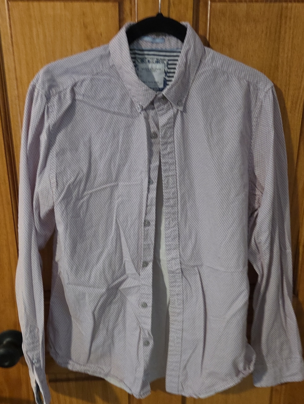 Denim & Flower Light White With Pink Men's Button-Down Shirt